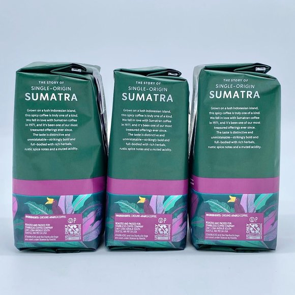 Starbucks Ground Coffee Single-Origin Sumatra Dark Roast 12 oz. Bags (3 Pack) - Picture 4 of 6